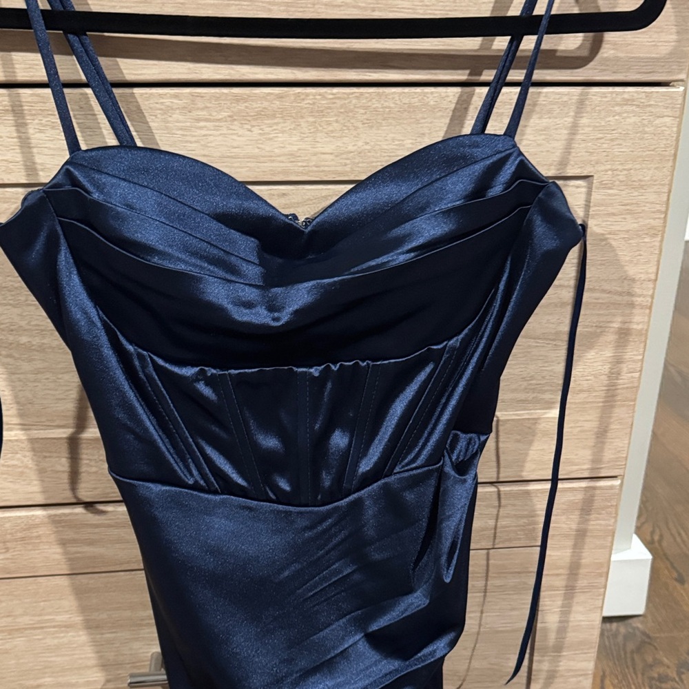 Windsor Elegant Navy Blue Satin Dress